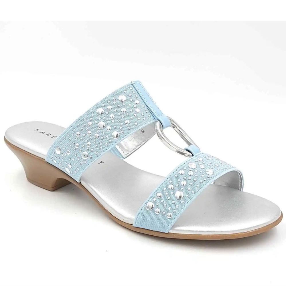 Karen Scott Women Studded Slide Sandals Eanna Size US 9M Light Blue